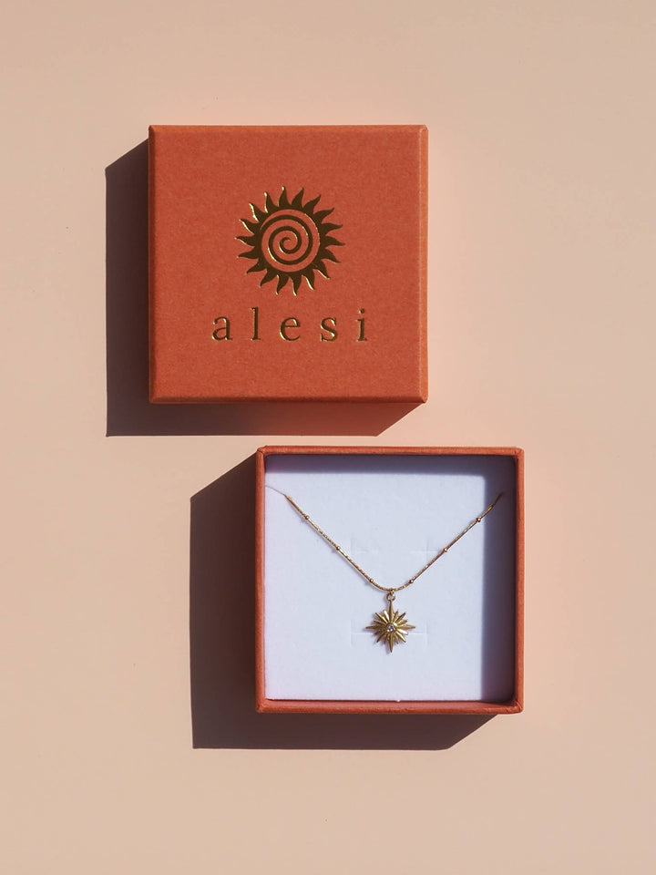 18K Gold Star Zirconia Satellite Necklace