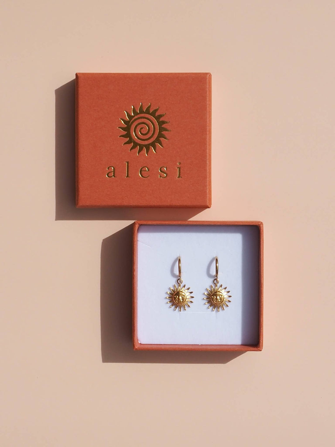 18K Gold Sun Hoop Earrings