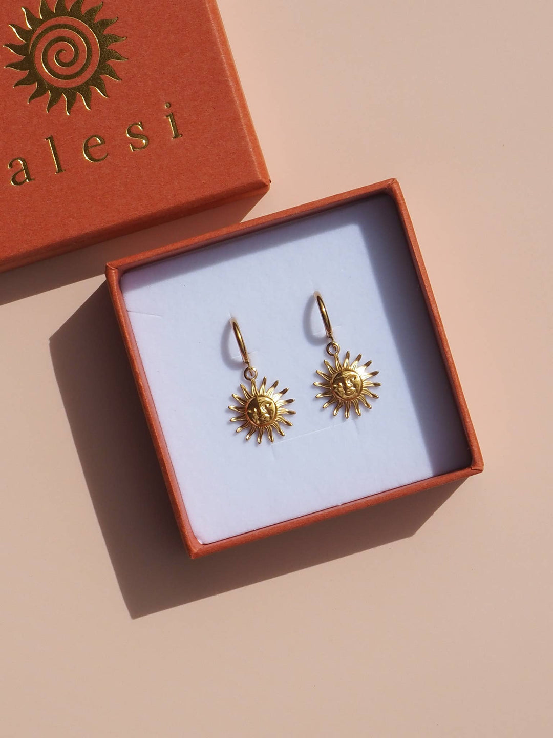 18K Gold Sun Hoop Earrings