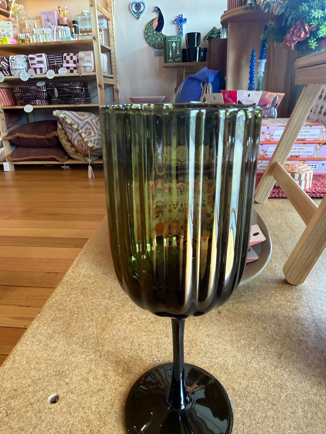 HAZEL S/2 WINE GLASS 7.5X20.5CM OLIVE