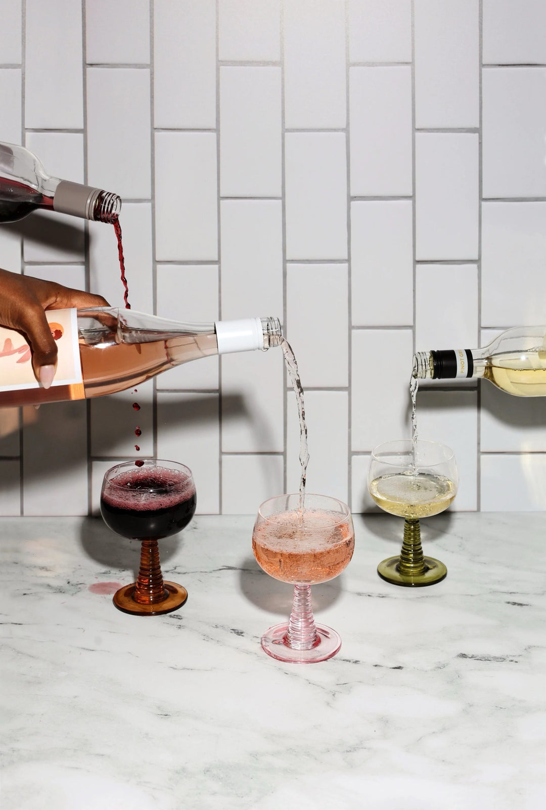 The Romy Modern Stem Wine Glasses - Amber