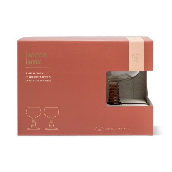 The Romy Modern Stem Wine Glasses - Amber