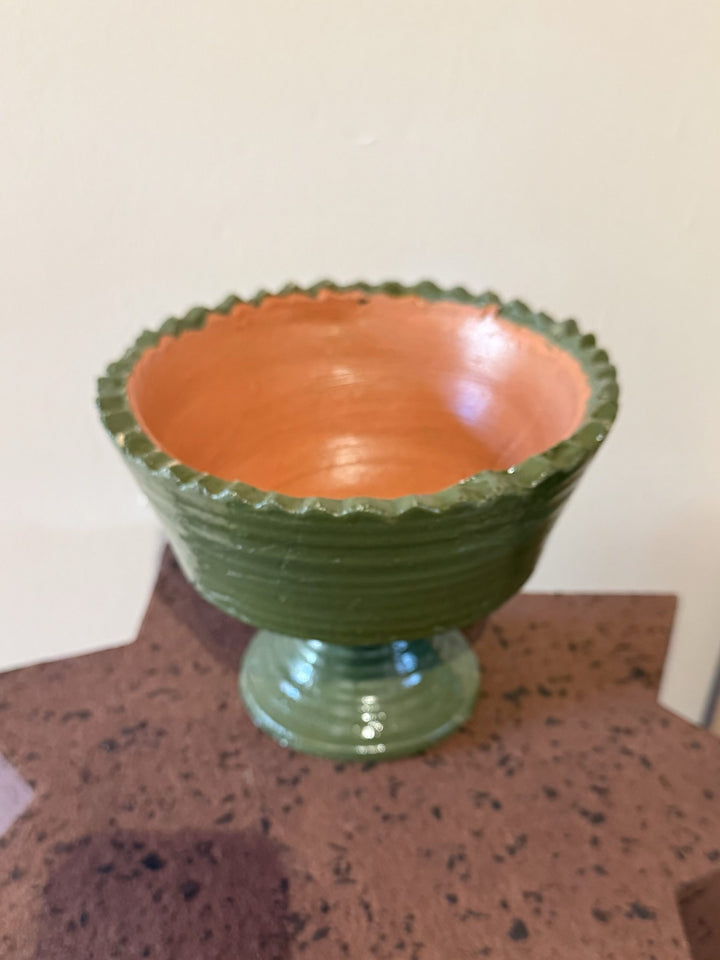 Sergio Ceramic Footed Bowl 20x16cm Olive
