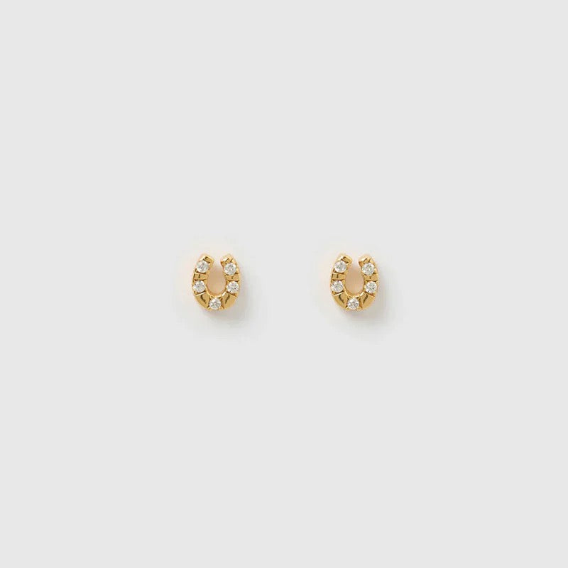LUCKY HORSESHOE GOLD STUDS