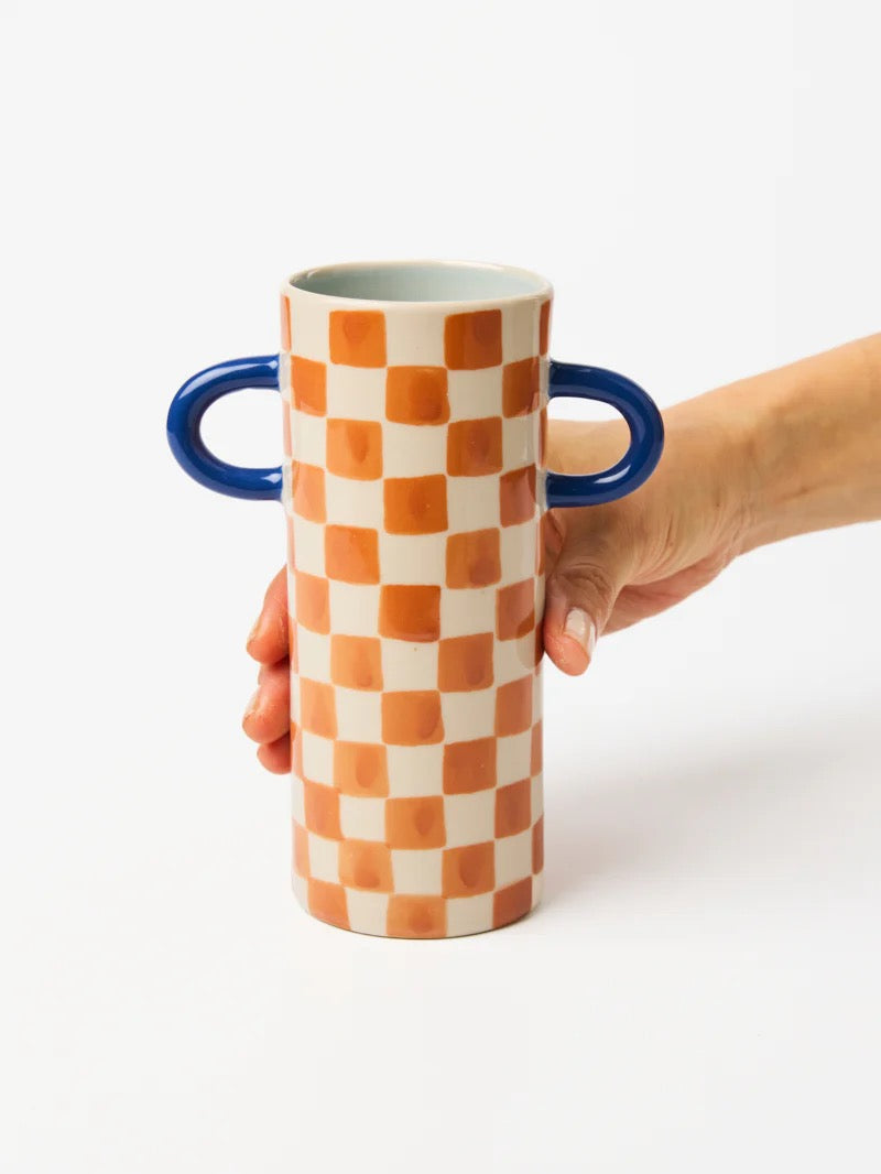 GRIFFE TAN CHECK BUD VASE