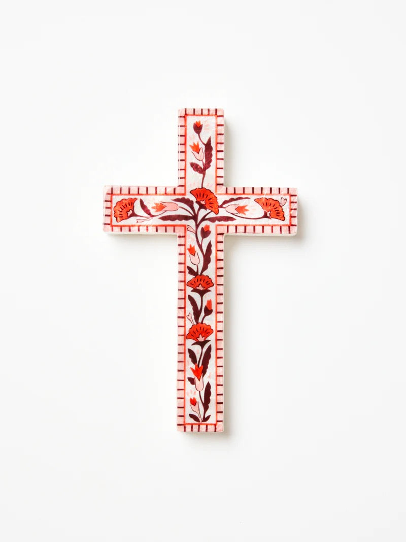 SAMIRA LARGE CROSS PINK FLOWER