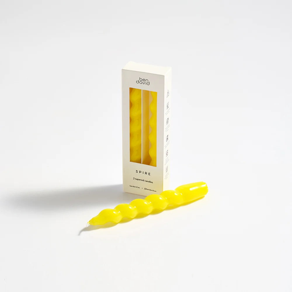 Spire Candle Sticks Pair Yellow