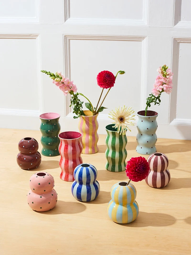 FONDA VASE YELLOW BLUE STRIPE