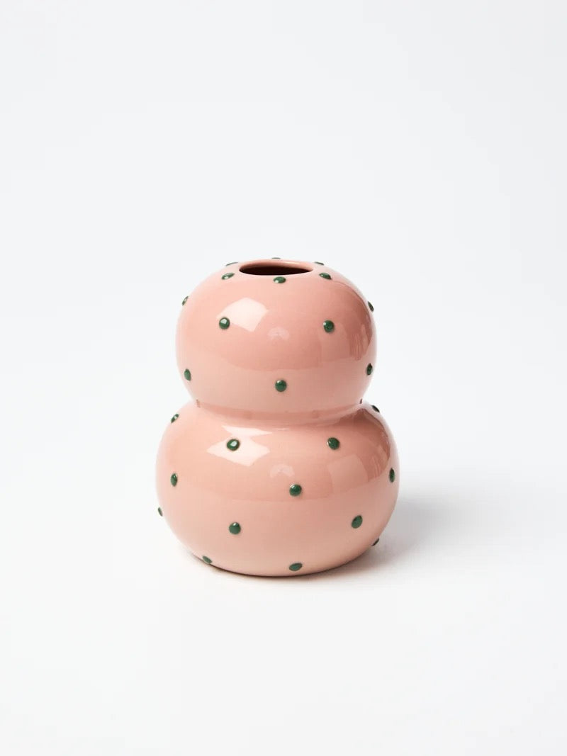 FONDA VASE PINK GREEN DOTTY