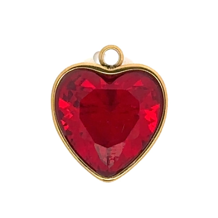 Red Glass Heart Charm