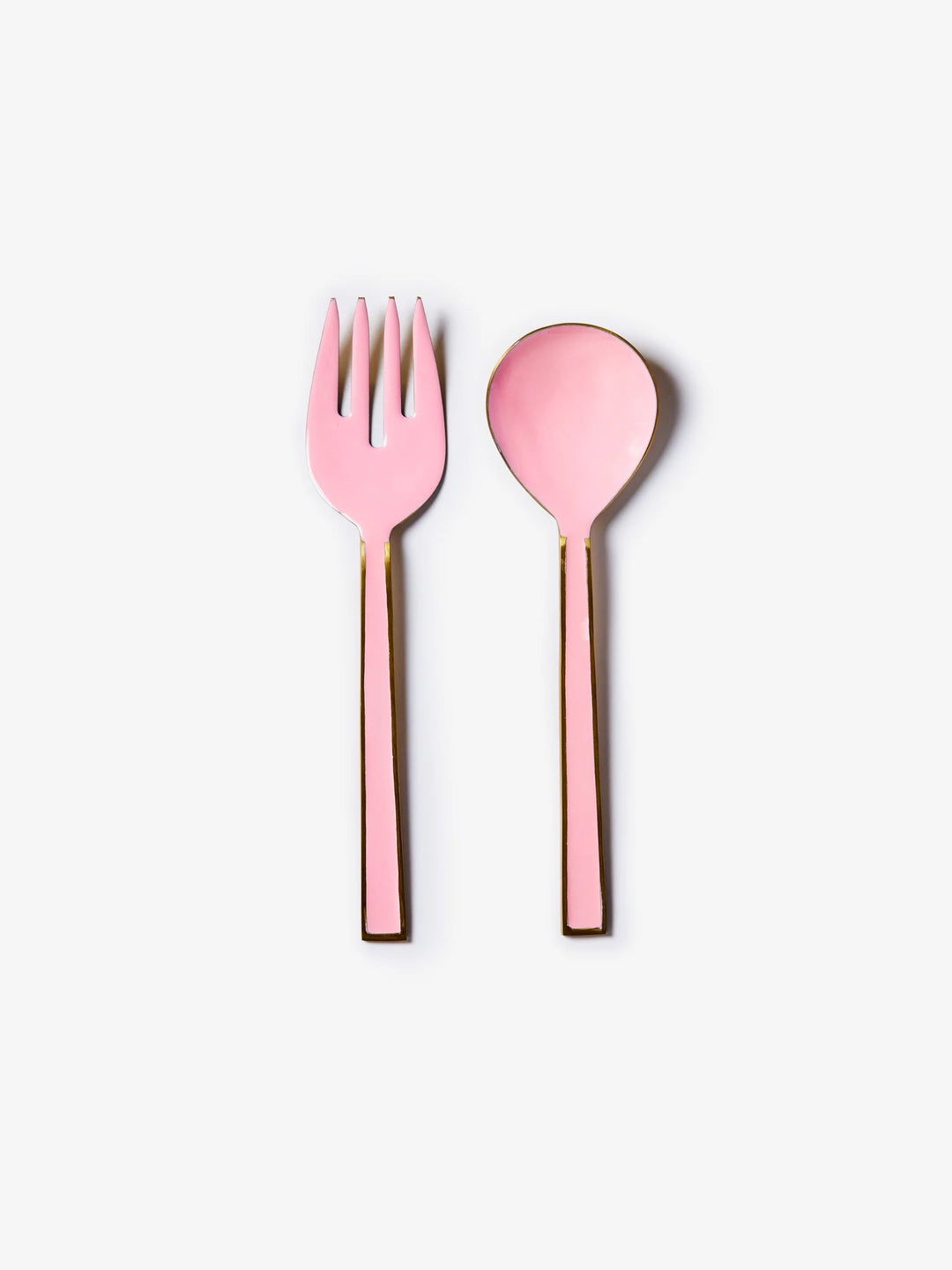 Enamel Rose Salad Servers