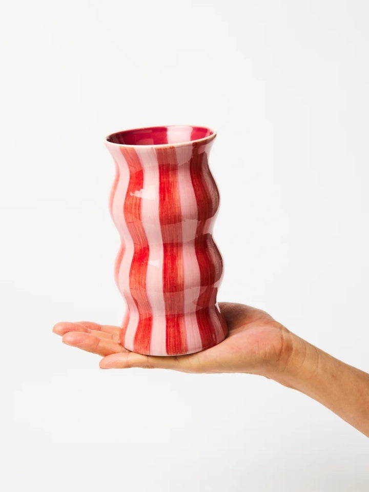 PALMA RED PINK STRIPE VASE