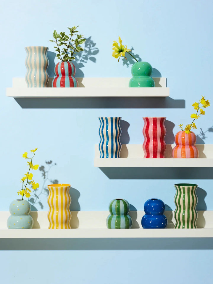 PALMA RED PINK STRIPE VASE