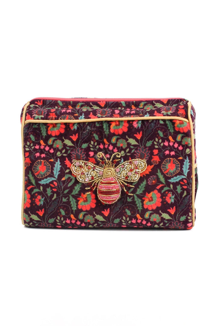 PINK &amp; GOLD BEE PATTERNED MEDIUM POUCH