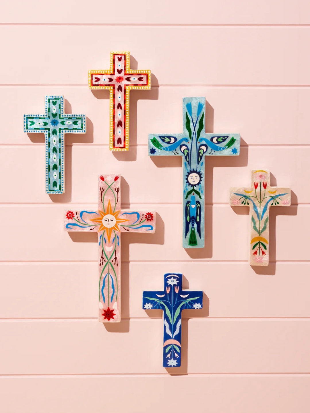 FABLE BLUE FLORAL SMALL CROSS