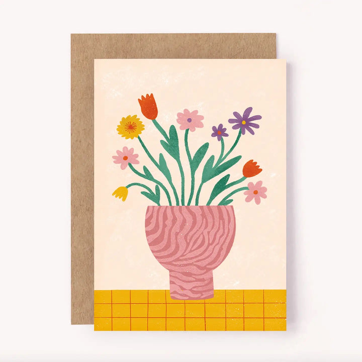 Flower Vase Card - Illustrated Flower Card | Floral Greeting