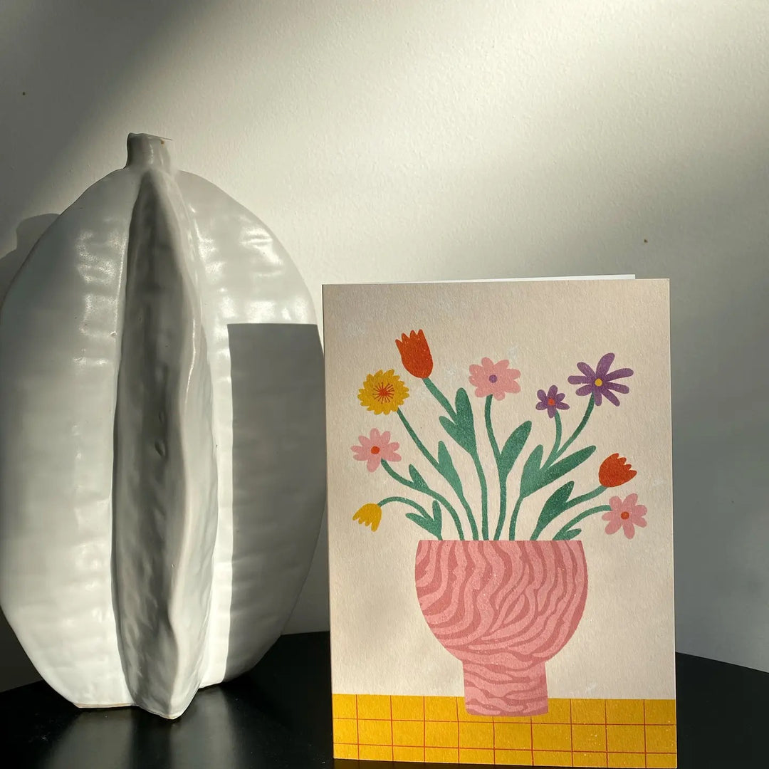 Flower Vase Card - Illustrated Flower Card | Floral Greeting