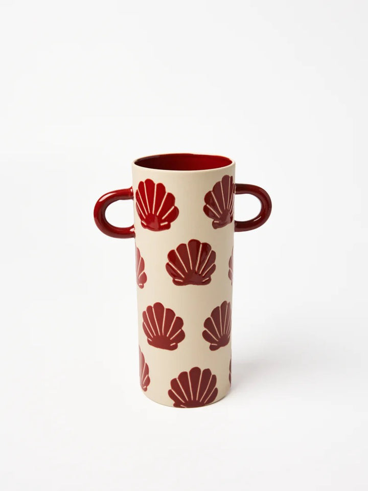 GRIFFE TALL VASE BURGUNDY SHELL