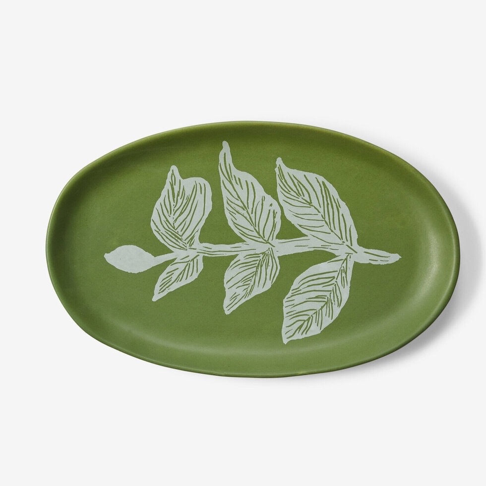 Vines Green Oval Plate