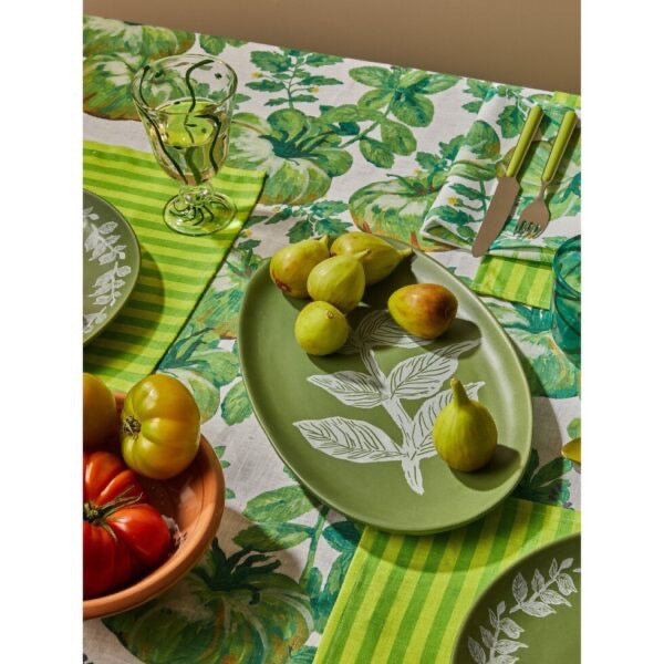 Vines Green Oval Plate
