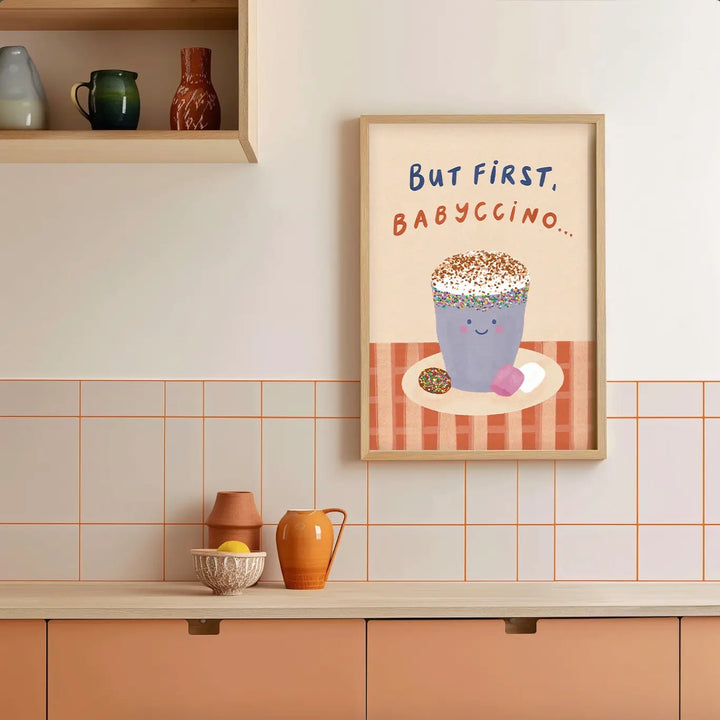 Babyccino Print - Modern Kids Wall Art Decor Coffee Playroom: A3
