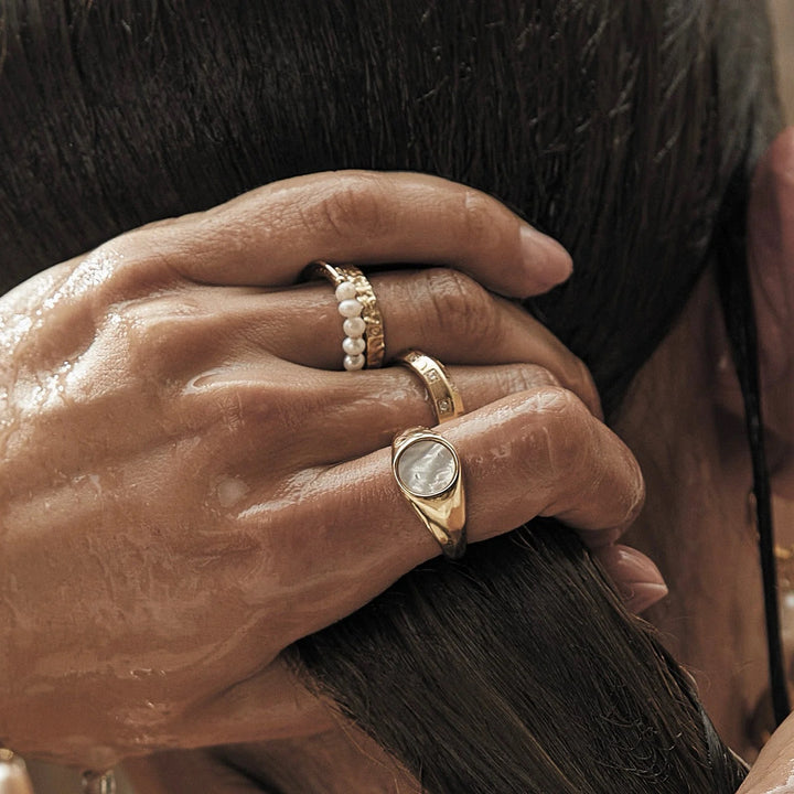AMIRA GOLD AND PEARL RING