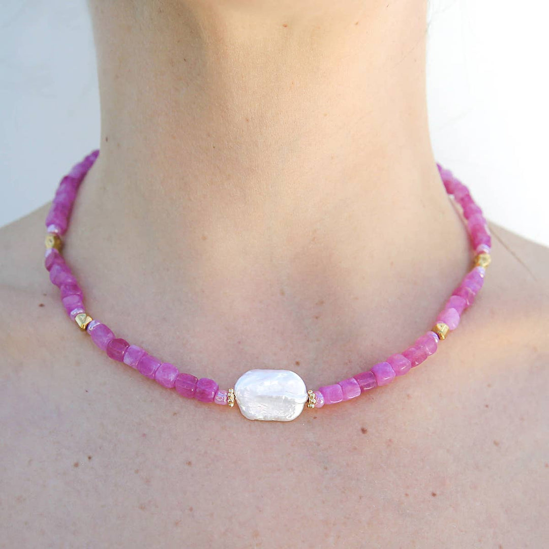 Pink Pearl Necklace 