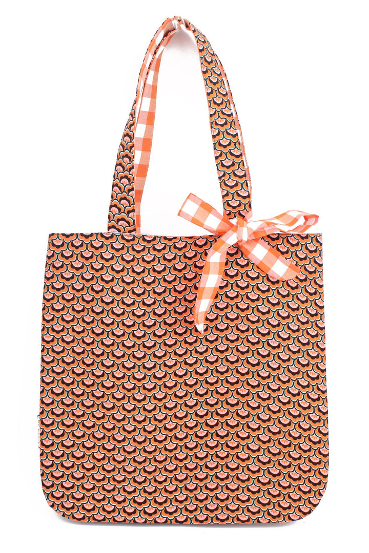 ORANGE REVERSIBLE TOTE BAG WITH BOW
