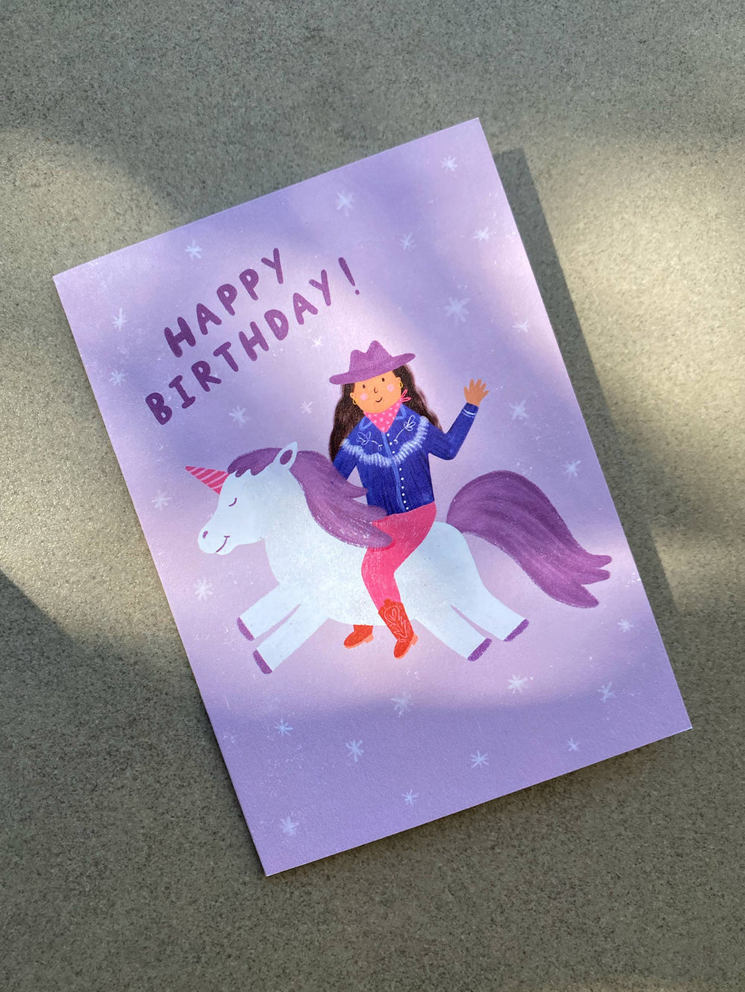Cowgirl Unicorn Birthday Card - Fun Bday Greeting Card