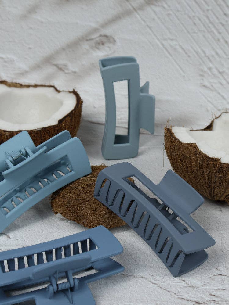 Claw Clip - Medium Elongated Rectangle - Blue - Image 2