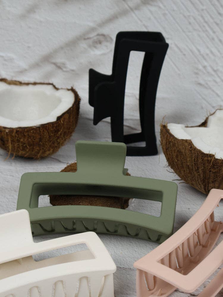 Claw Clip - Jumbo Elongated Rectangle - Olive - Image 2