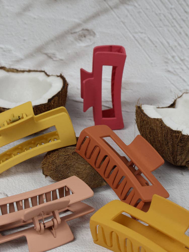 Claw Clip - Medium Elongated Rectangle - Peach - Image 2