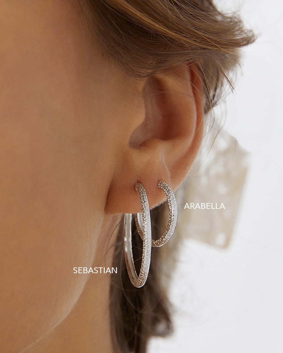 SEBASTIAN SILVER HOOP EARRINGS - Image 3